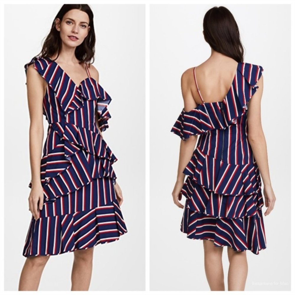 Alice + Olivia Laflora Asymmetrical  Midi Dress